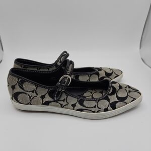 Coach black and gray signature C Mirabella mary jane flats size 7.5
